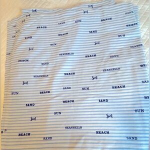 Sutton Lane Blue Striped beach design Queen sized flat sheet
